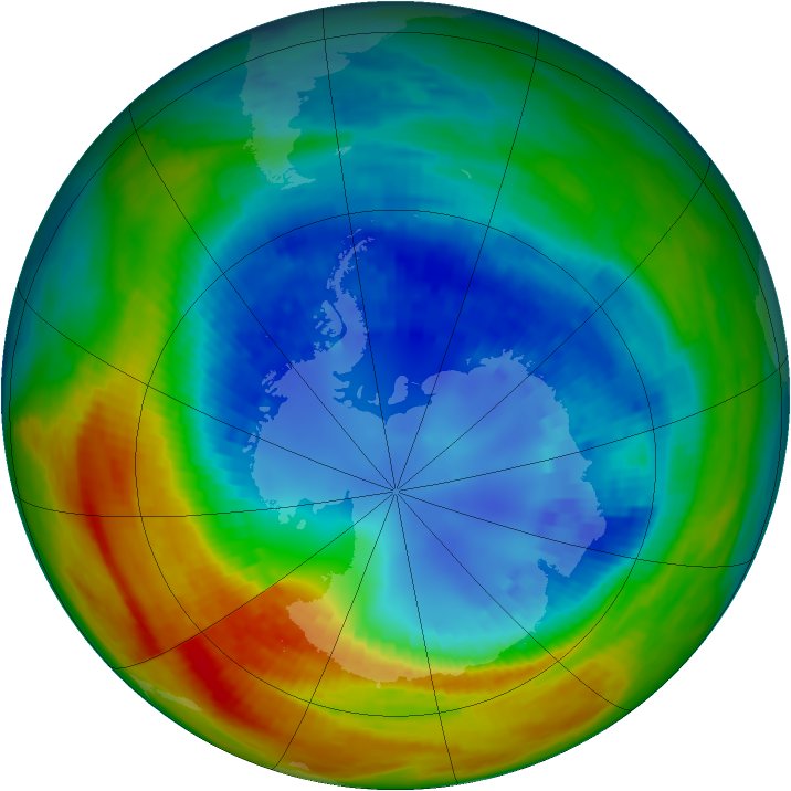 Antarctic ozone map for 25 August 2002